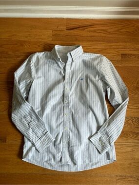 Brooks Brothers Light Blue and White Stripe Button-Down Dress Shirt. Large.